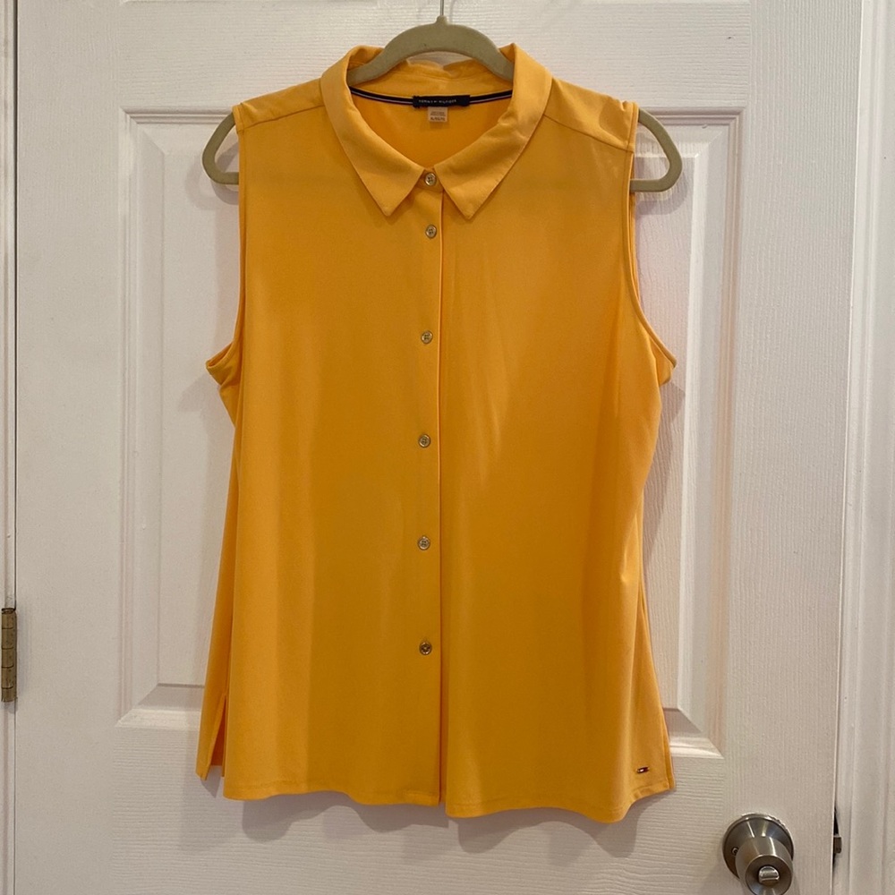 Tommy Hilfiger sleeveless blouse - yellow marigold, size XL, new without tags